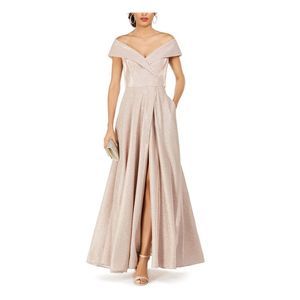 XSCAPE Womens Pink Molded Cups Skirt Short Sleeve Formal Dress Petites 6P